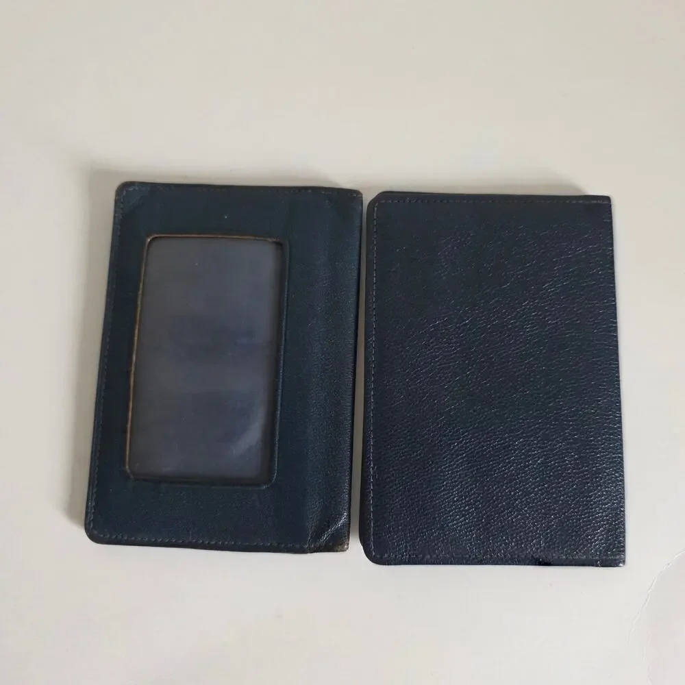 Vintage Blue Leather Card Cases Lot of 2 Monogrammed WHW